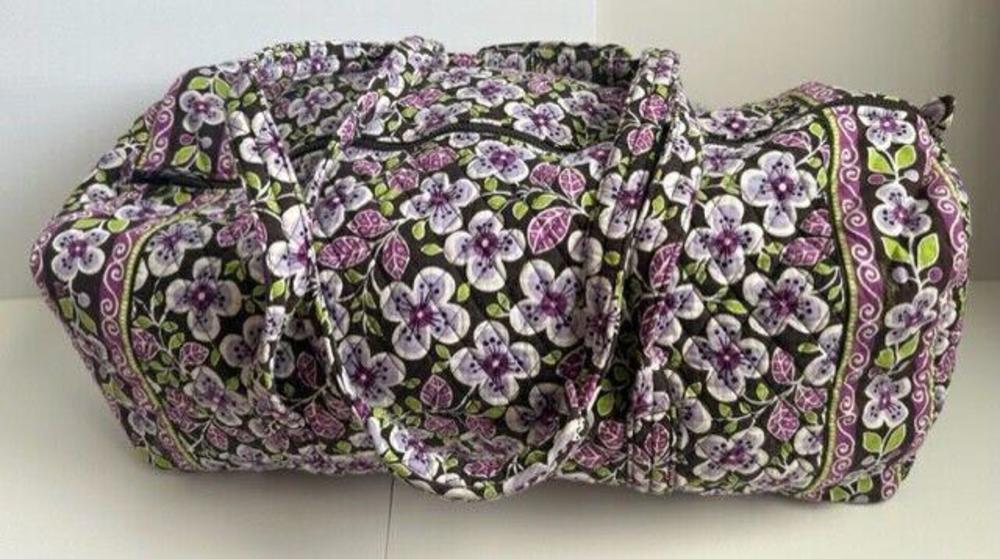 Vera Bradley Plum Petals Quilted Oversize XL Duffel Bag Retired Weekender